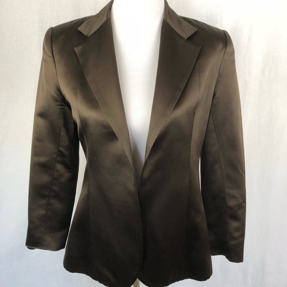 Vintage Heidi Weisel 100% brown silk blazer